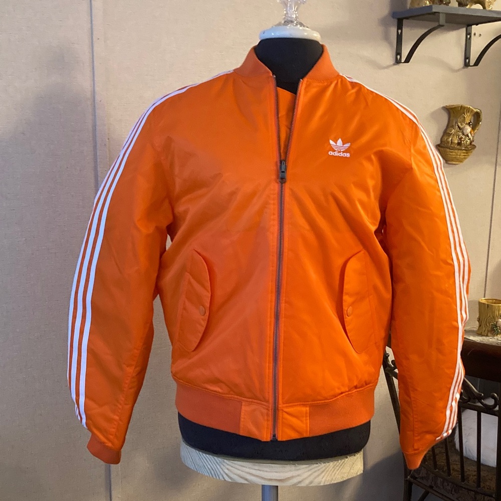 Adidas Bright Orange Jacket with White Accents